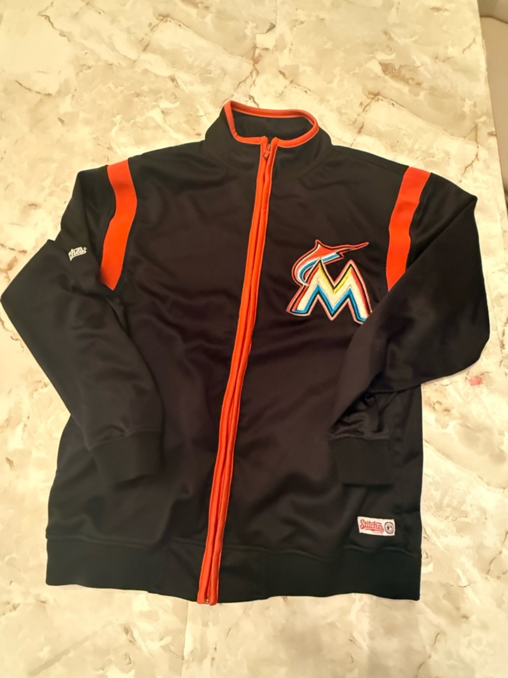 Marlins Black Jacket with Orange Trim and Team Crest